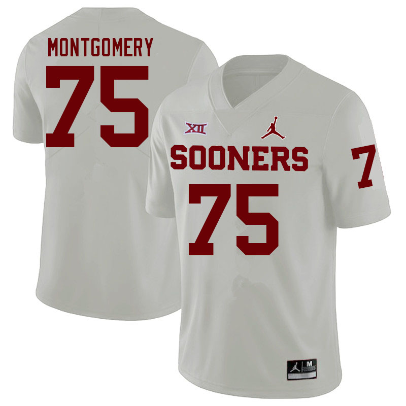 Men #75 Cullen Montgomery Oklahoma Sooners College Football Jerseys Sale-White - Click Image to Close